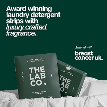 The Lab Co. Laundry Detergent Strips Washing Sheets | Eco Ultra-Concentrated | Non-Bio for Sensitive Skin | Non-Toxic Fragrance | EDC-Free | Lab-Tested | Refreshing Lime Eucalyptus Cucumber | 32 Loads