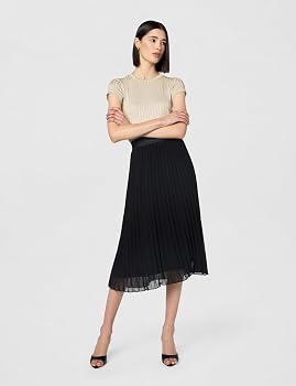 DKNY Women's Dressy Pleated Maxi Skirt, Black, X-Small at Amazon
