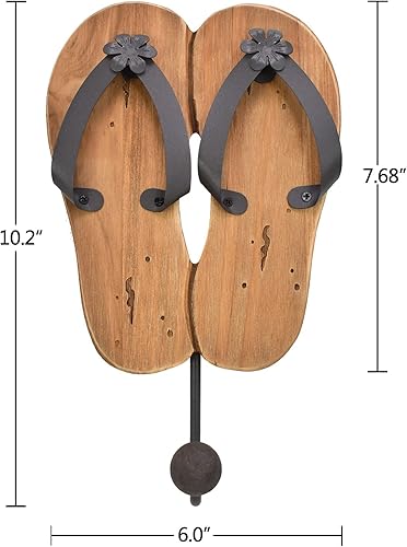 Miniatura 7 de Aecipl Ganchos de pared de madera para colgar chanclas, letrero de decoración temática de playa, gancho náutico para toallas para baño, dormitorio,
