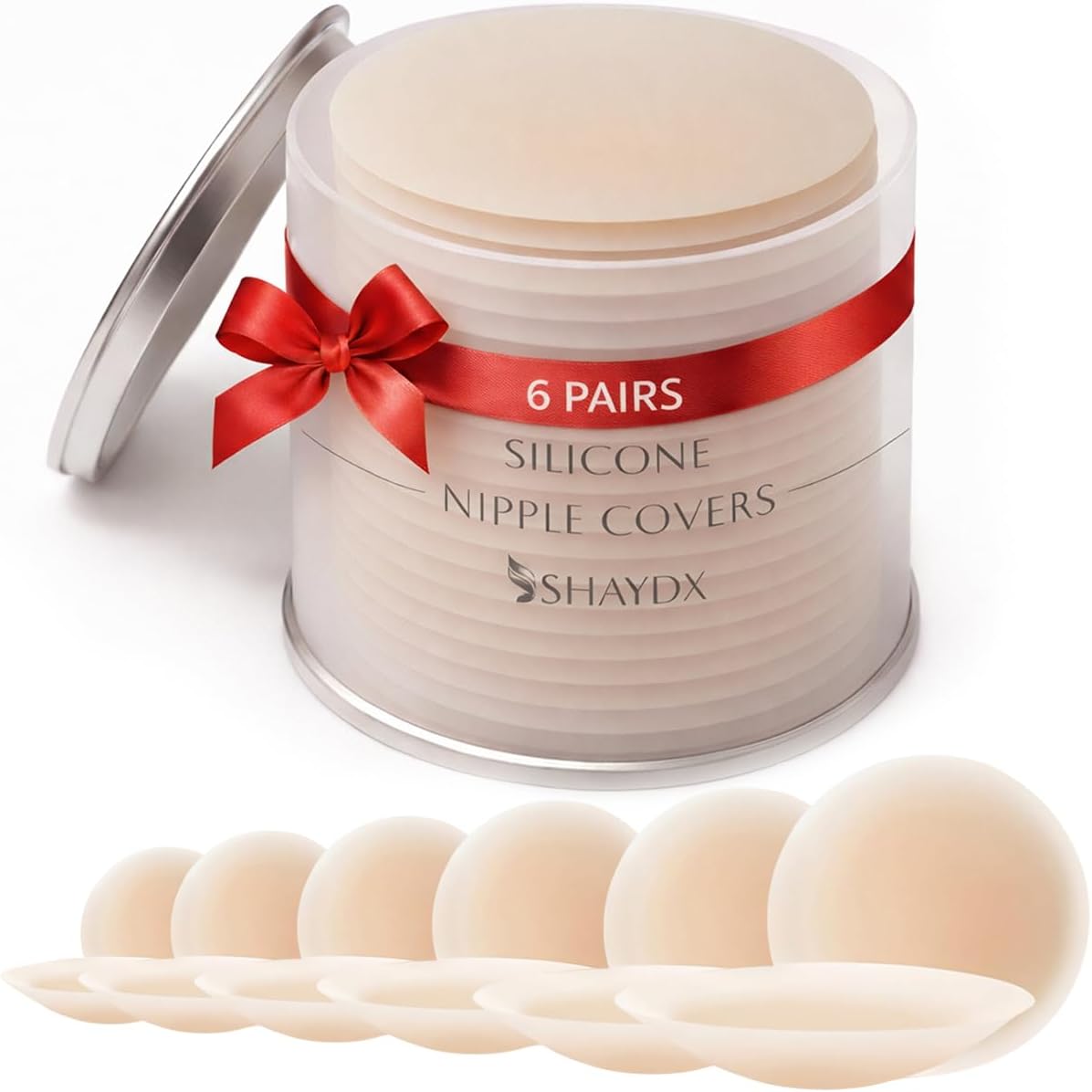 6 Pairs - Nipple Covers for Women - Ultra Thin Reusable Silicone Pasties, Invisible Adhesive Breast Petals (Crème, A-C)