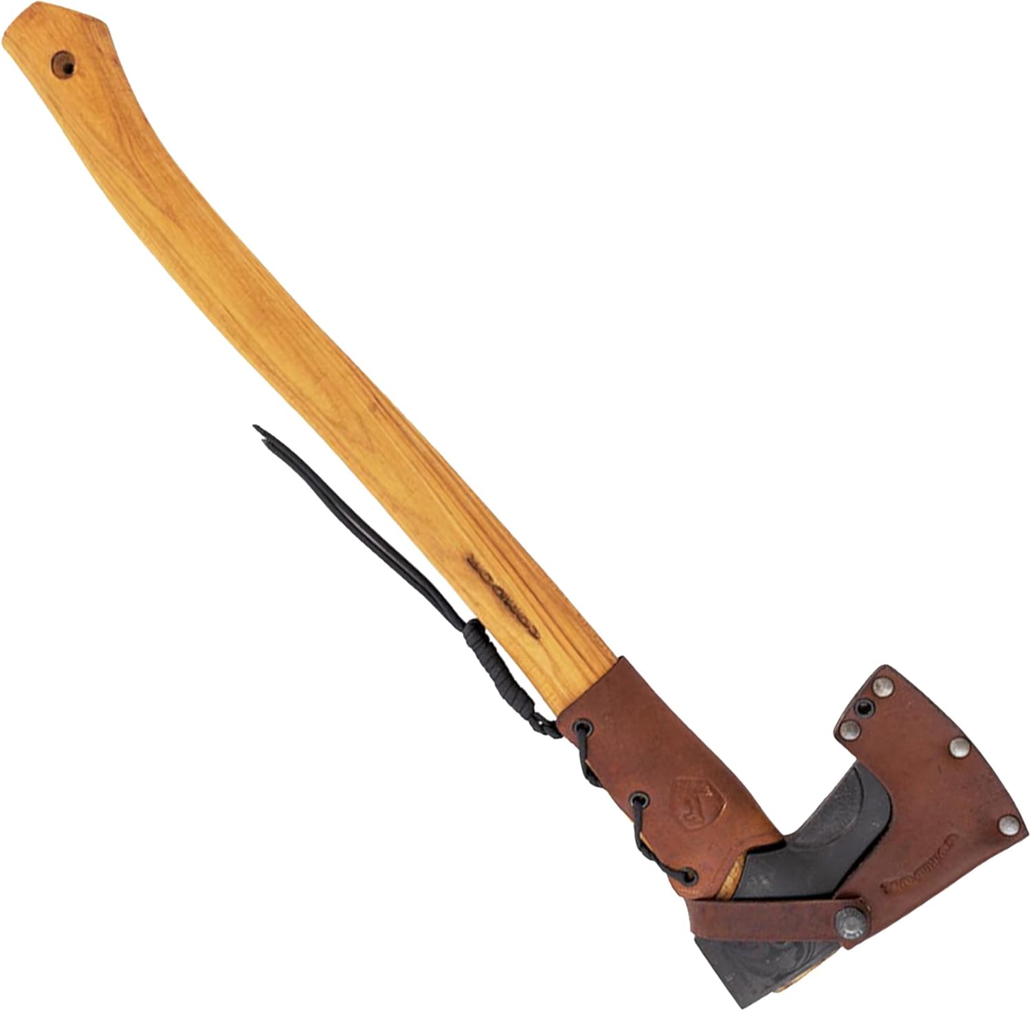 Condor Tool & Knife Cloudburst Hatchet Axe with Handcrafted Leather Sheath - 1060 High Carbon Steel Throwing Axe with a Light Wooden American Burnt Hickory Handle - 5.8in Blade - 43.4oz