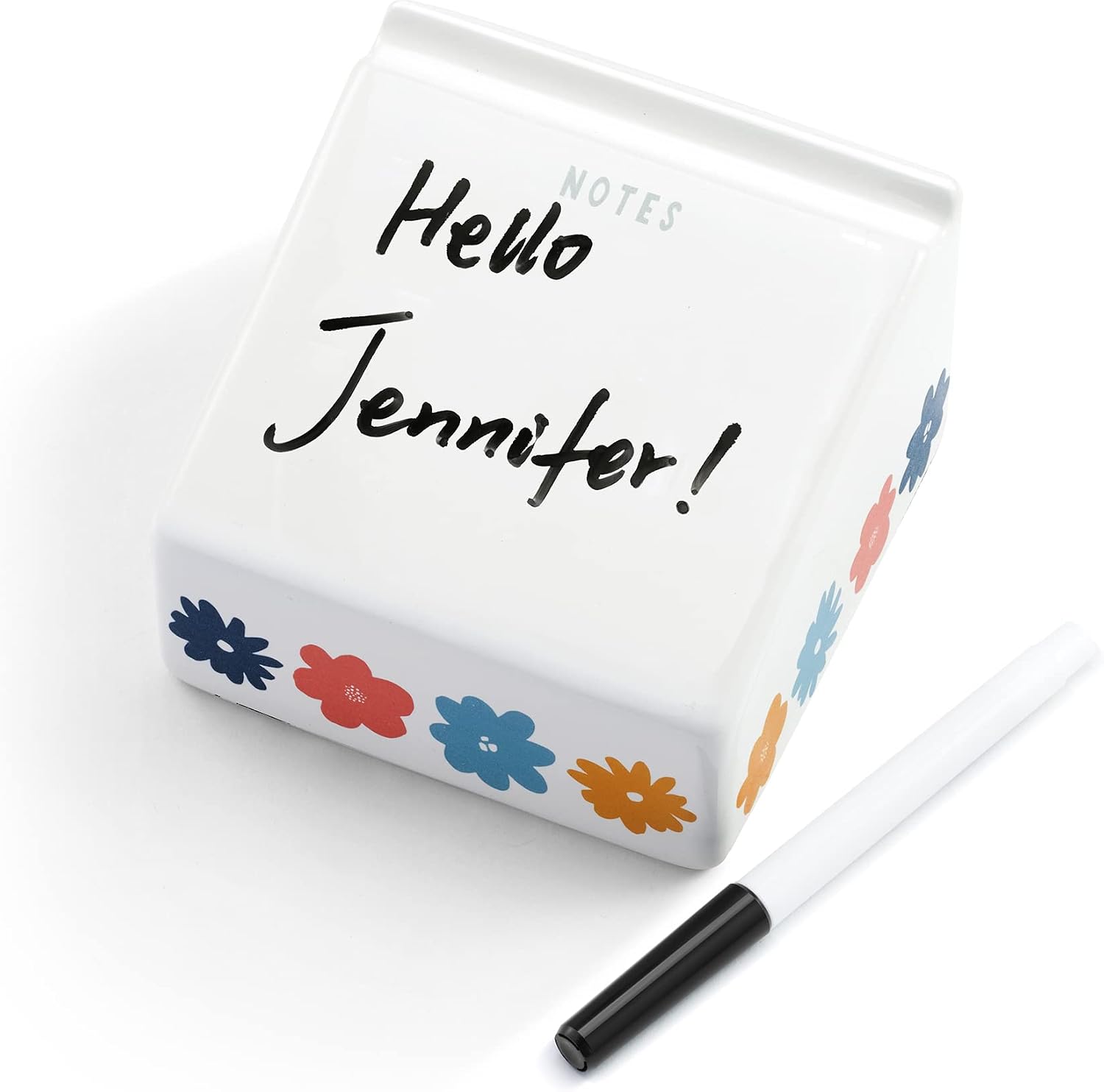 DEMDACO Bright Floral Pattern 4.5 x 3 Earthenware Dry Erase Notepad
