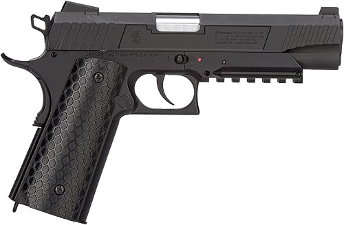 Miniatura 2 de Lancer Air Defender Cobra 1911 CO2 Pistola de aire de medio soplado de 0.177 in (Color: Negro)-450 FPS