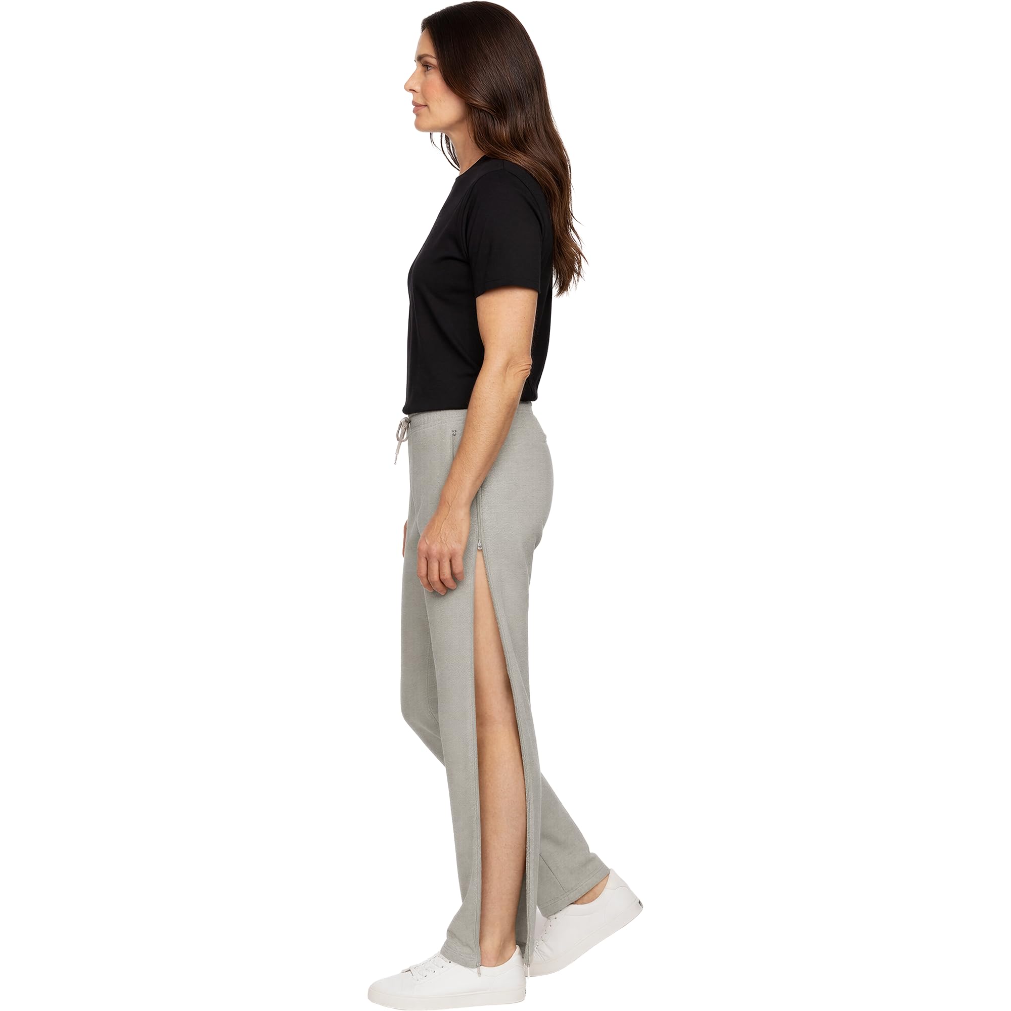 Dobsom Heden Reha Hose Damen & Herren Jogginghose mit durchgehendem Seitlichem Reißverschluss Rollstuhl Pflegehose Elastischer Bund XS–6XL