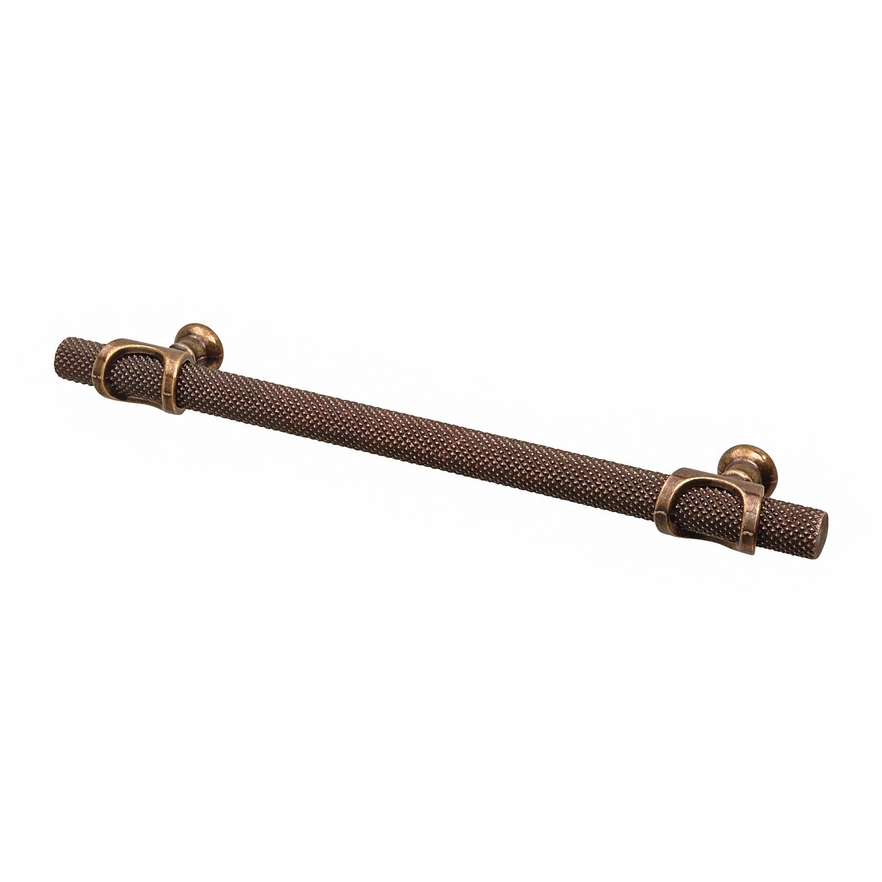 Decoranddecor Amelia - Knurled Cabinet Handles | Aluminium T-Bar Kitchen Cupboard Handles | Furniture Knobs | 224mm Hole Centre, Antique Copper