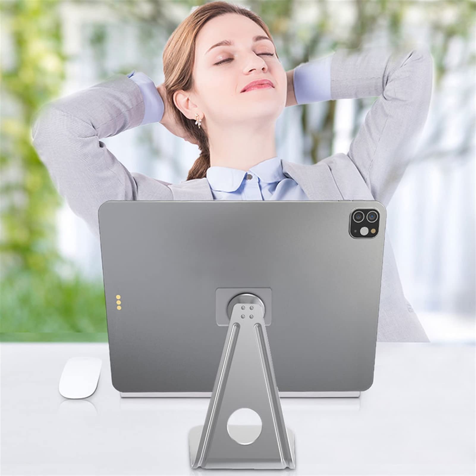 Supporto per Tablet Supporto for tablet, supporto for tablet magnetico desktop universale, supporto tablet in alluminio regolabile multi-angolo for tablet e telefoni entro 12,9 pollici Porta Tablet