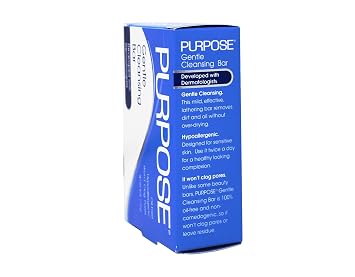 PURPOSE Gentle Cleansing Bar, As Gentle As Water, All Skin Types, For Sensitive & Dry Skin, Oil-free, Hypoallergenic, Sulfate-Free, 6 oz Bar (Pack of 6)