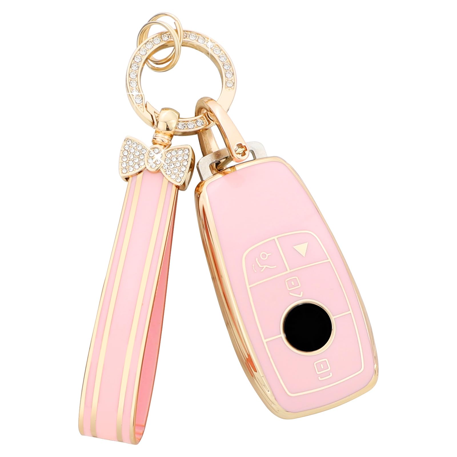 Amazon.com: PIFOOG Key Fob Cover for Mercedes Benz Pink Gold Bling