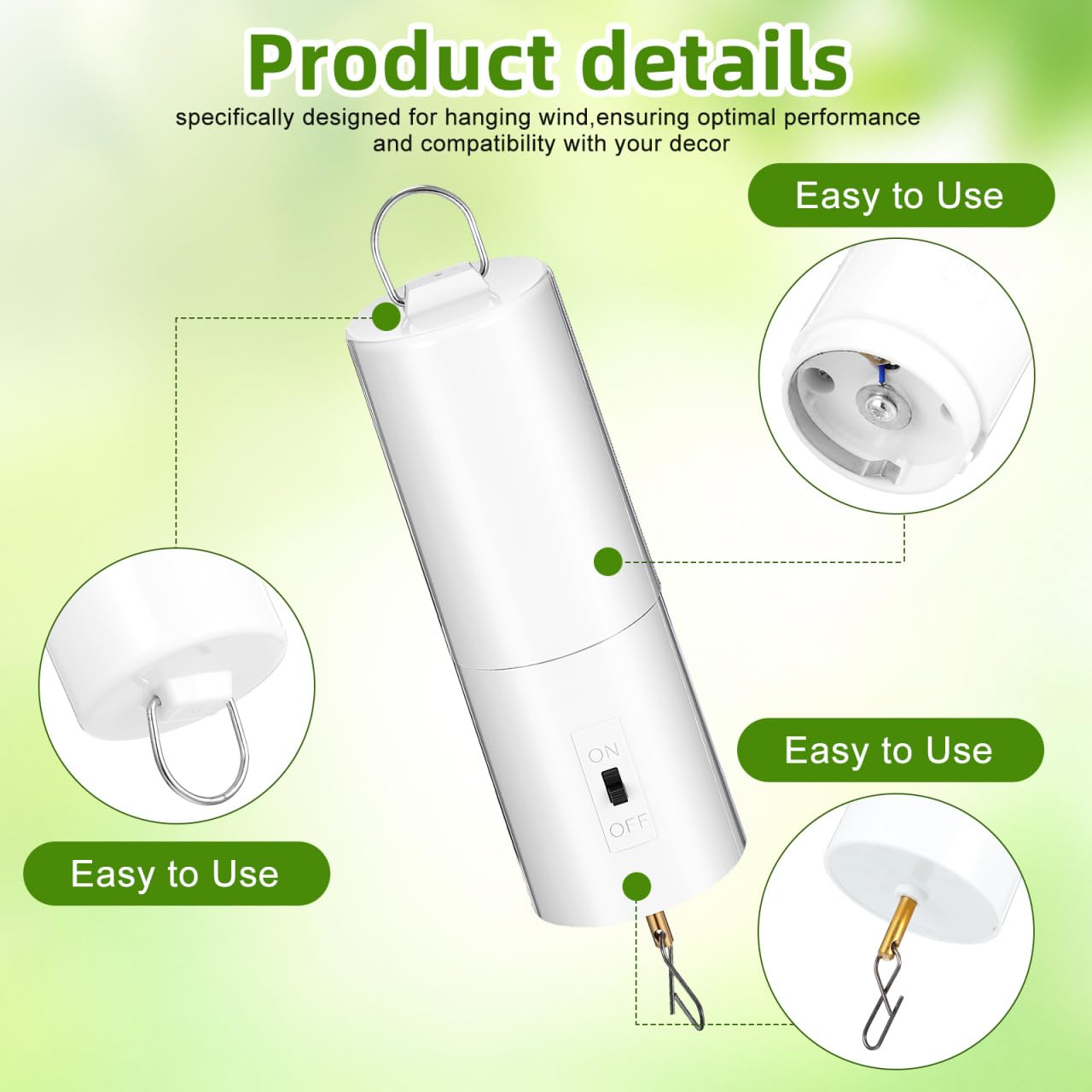 UPKOCH 2 Stück Windradmotor Batteriebetriebener Hängender Rotiermotor Für Windspiele Und Windfänger Leiser Ersatzmotor Für Garten-Dekor Einfache Installation 19.00 X 4.60 X 4.60 cm