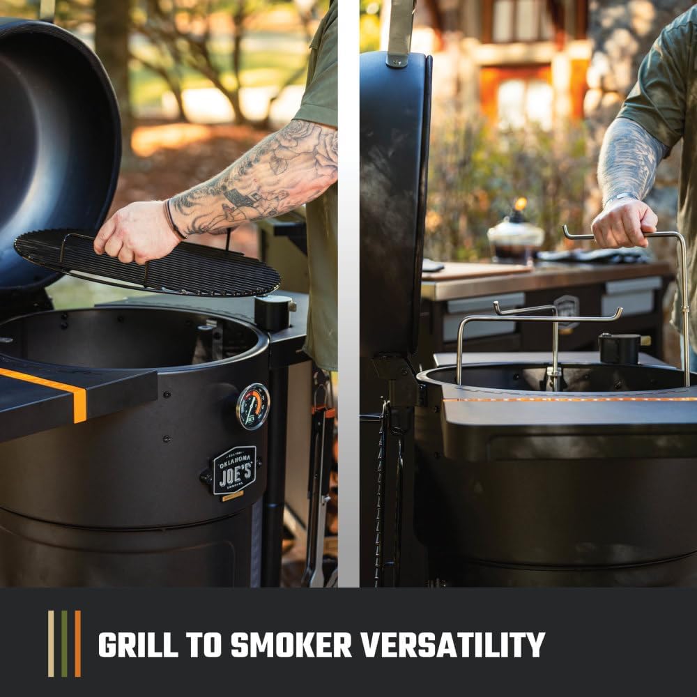 Oklahoma Joe's Bronco 18 in. Heavy Duty Charcoal Drum Smoker and Grill with 284 sq. in. Cooking Area in Black, Smoker Grill