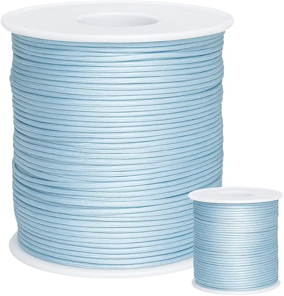 SYMEON FIO DE SEDA 1MM ROLO 100M RABO DE RATO CORDÃO CETIM (Azul Claro)