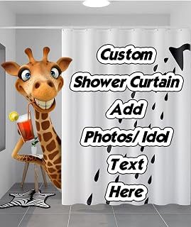 Shop&Three Custom Shower Curtain 72" w x 72" h Personalized Waterproof Polyester Curtain with Hooks,Create Your Own Shower Curtain Here