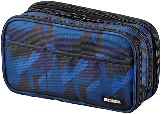 LIHIT LAB. Triple Zipper Pen Case, 7.9�3.5�4.7 inches, Blue Camouflage (A7556-132) Price In India