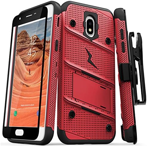 ZIZO Bolt Series Galaxy J7 2018 Case Military Grade Drop Tested with Tempered Glass Screen Protector Holster Galaxy J7 Refine J7 Star