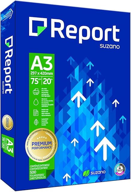 Papel Sulfite Report Premium A3 Branco - 297 x 420 mm 75g 500 folhas