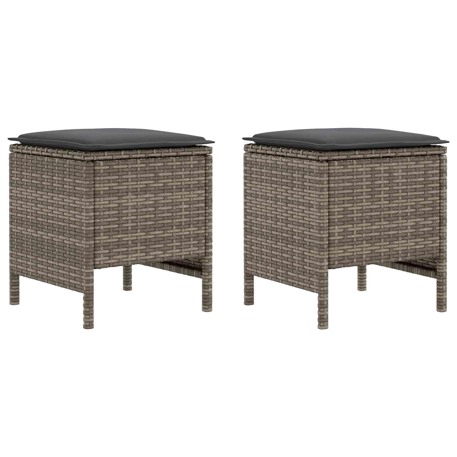 vidaXL Poggiapiedi da Giardino 2 Pezzo Grigio e Grigio Scuro, Sgabello moderno in rattan, poggiapiedi compatto, arredo da giardino, accessorio per patio, uso interno, sedia versatile