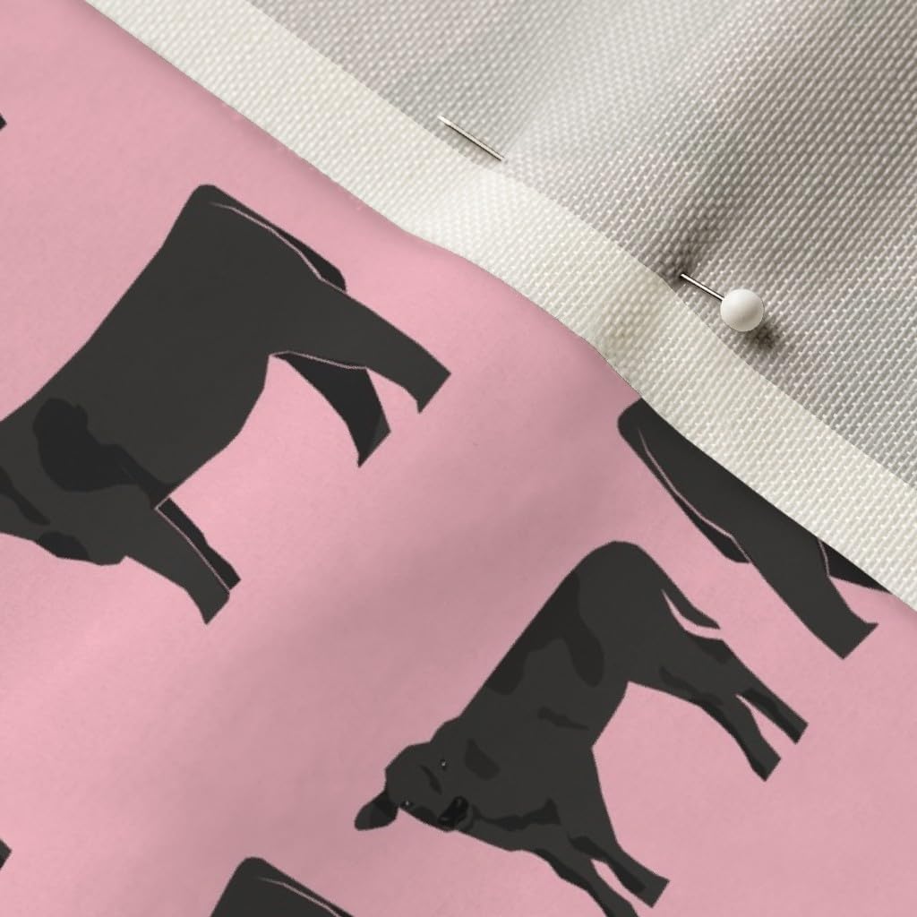 Spoonflower Fabric - Black Cattle Cow Pink Calf Cows Farm Animals Nursery Pet Portrait Printed on Upholstery Velvet Fabric Fat Quarter - Upholstery Home Decor Bottomweight Apparel