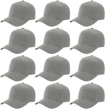 ZH Plain Adjustable Baseball Cap - Lot of 12 Unisex Blank Design Caps