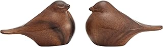 Sanger Set of 2 Modern Abstract Walnut Finish Tabletop Bird Sculpture Figures
