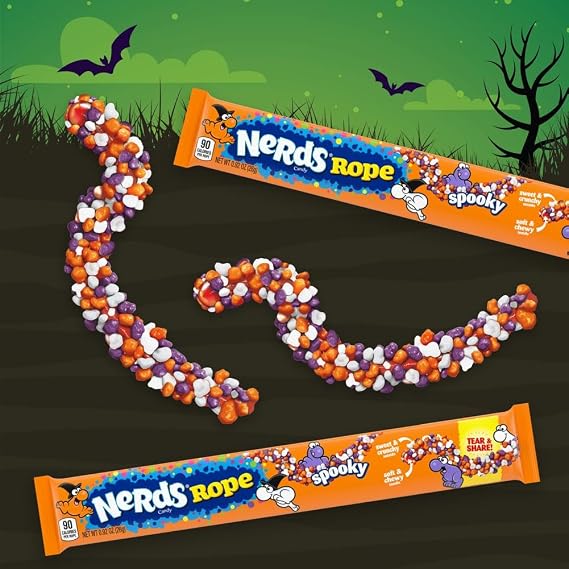 Nerds Spooky Ropes Candy, Halloween Trick or Treat Packs, 0.92oz (Pack of 24)