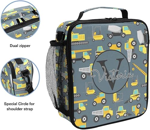Miniatura 2 de Bolsa de almuerzo con temática de transporte de construcción personalizada, reutilizable, aislada, con correa ajustable, organizador de contenedores