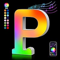 Vista 28 de OJQ Letras LED Iluminadas con Música Sincronizada de Letras del Alfabeto Coloridas - Luz de Dormitorio con Cambio de Color - Regalos de Cumpleaños