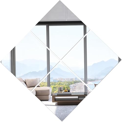 Miniatura 3 de Laqerjc Espejo de cuerpo completo para pared de 11.81 x 11.81 pulgadas, 4 piezas, espejo acrílico montado en la pared, autoadhesivo, sin marco,