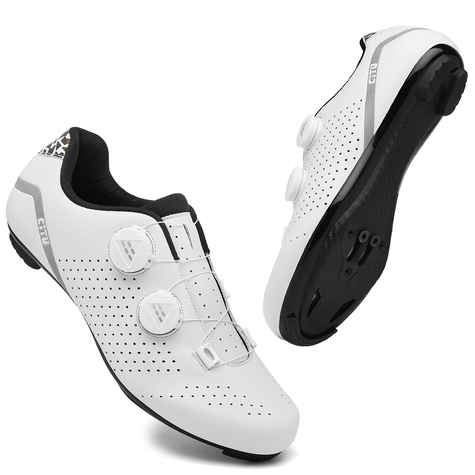 Hombre Zapatillas de Ciclismo, Zapatos Bicicleta Carretera Exterior compatibles con Peloton Look SPD SPD-SL Delta Cleats Moda para Interiores Exteriores