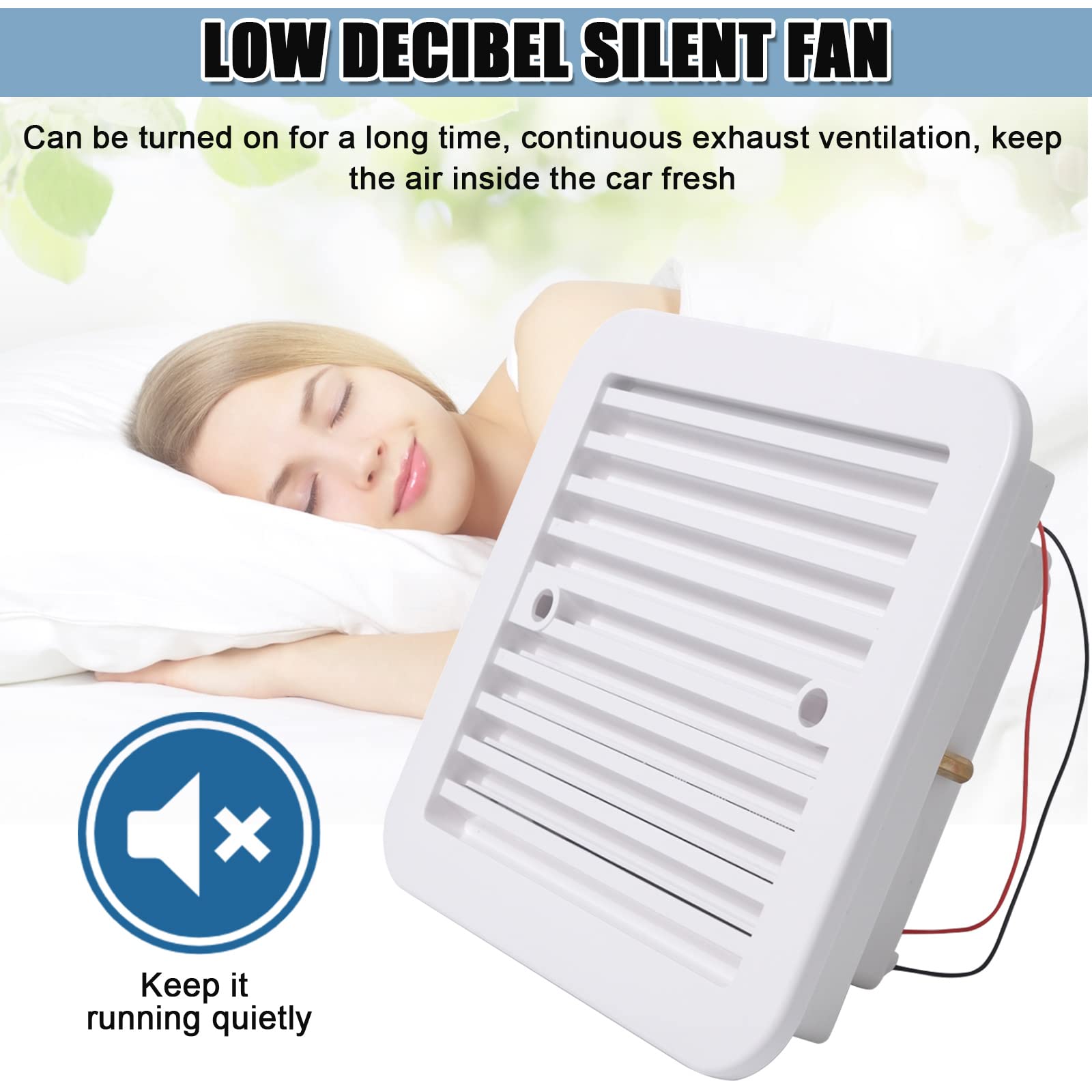 Ventilateur d'extraction pour Caravanes 2,4W 12 V Ventilation d'air Maximale pour Ventilateur de Toit, Ventilateur d'extraction Réversible Latéral Silencieux pour Camping-car, Remorque (Blanc)