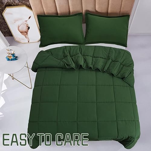 Miniatura 6 de HUAJIE Juego de edredón acolchado alternativo prelavado de 3 piezas para todas las estaciones, pestañas en las esquinas, inserto de edredón, cosido