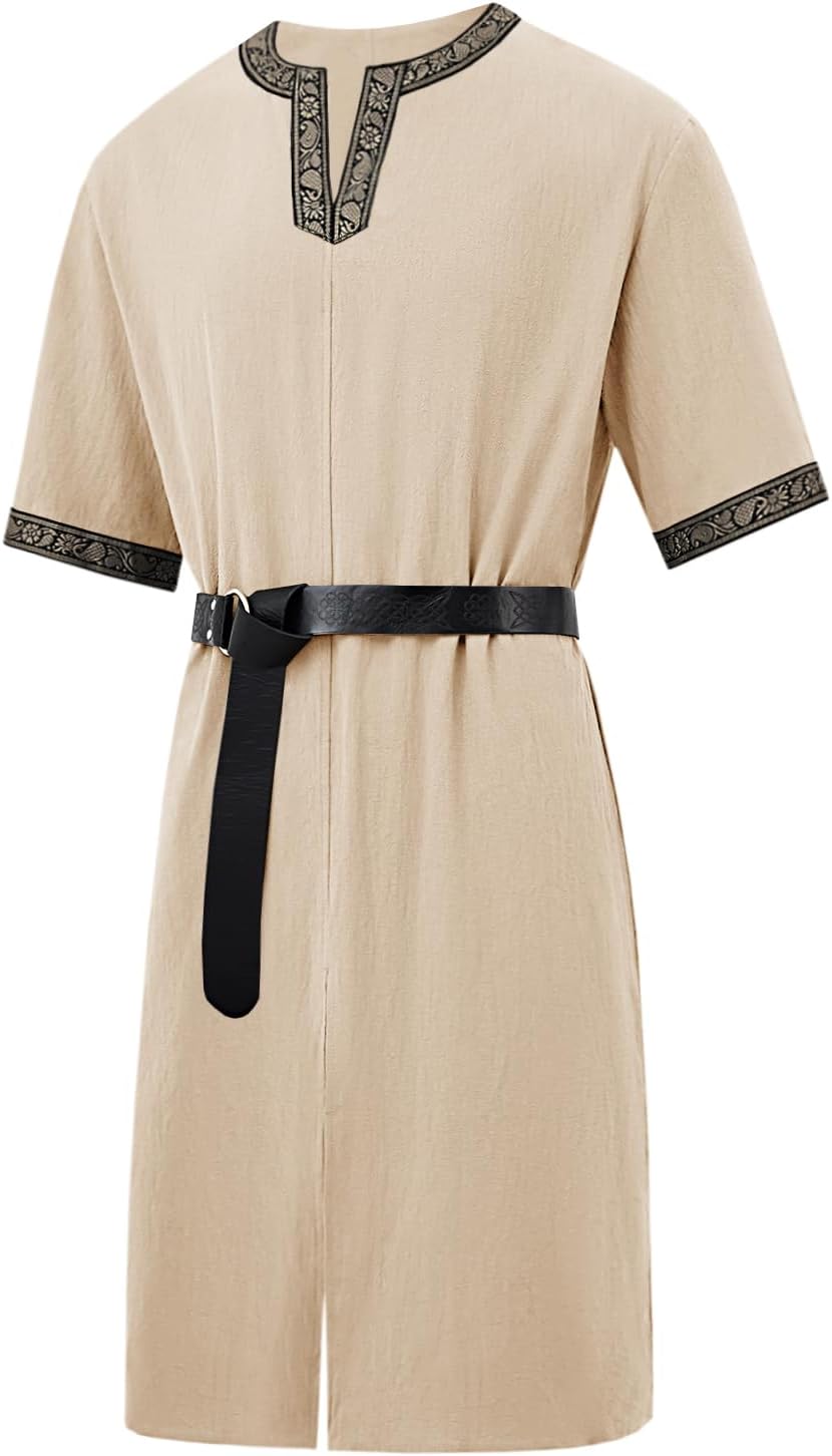 Runcati Mens Medieval Pirate Costume Tunic Renaissance Knight Warrior Viking LARP Halloween Tops