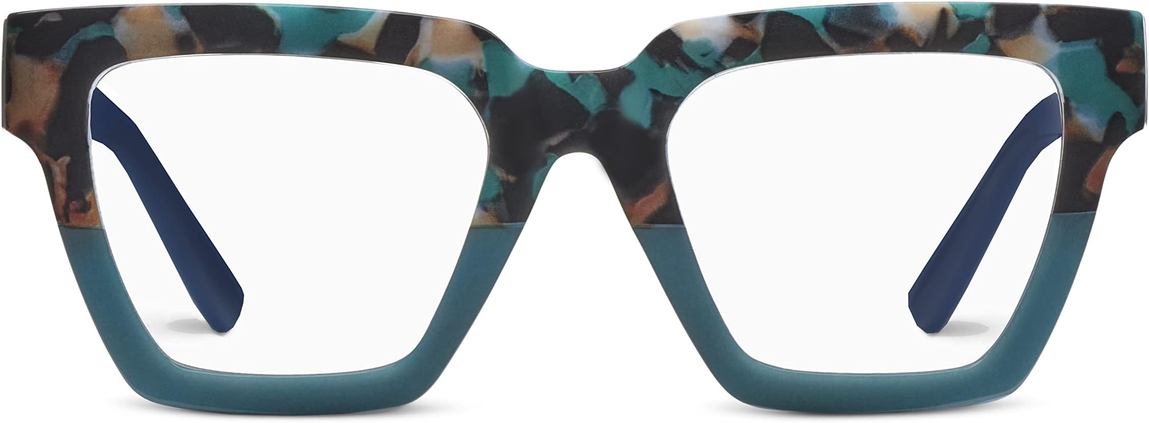 Peepers by PeeperSpecs Women's Take a Bow Square Blue Light Blocking Reading Glasses, Teal Botanico/Teal, 51