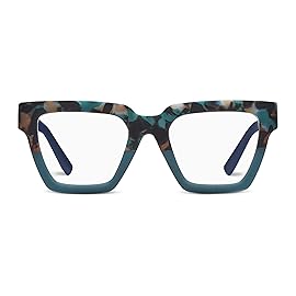 Peepers by PeeperSpecs Oprah\'s Favorite Women\'s Take a Bow Square Blue Light Blocking Reading Glasses - Teal Botanico/Teal +1.75