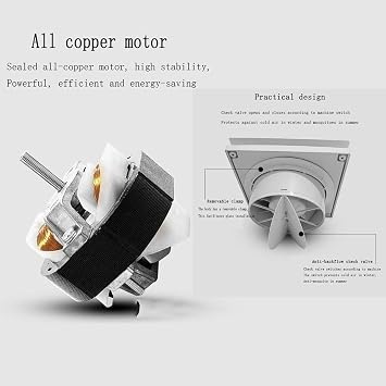 Extractor Fan with Remote Control And Check Valve, Bathroom/Kitchen Wall Mounted, 6in, 190m³/h, 23W, 22dB, Matte Finish, Remote Controlled