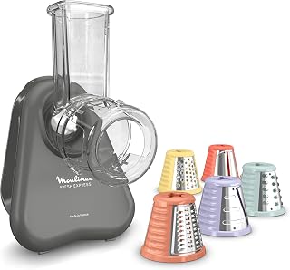 Moulinex Fresh Express Electric Vegetable Slicer, Direct Serving, Chop Slice Grater Cut, Grey, DK855HE0