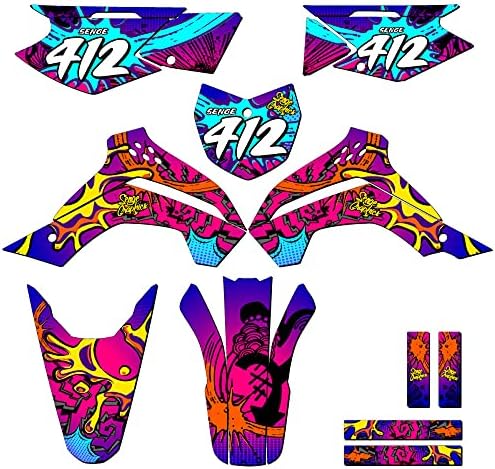 2017-2018 KLX 140 G Zany Green Senge Graphics Complete Kit with Rider I.D. Compatible with Kawasaki