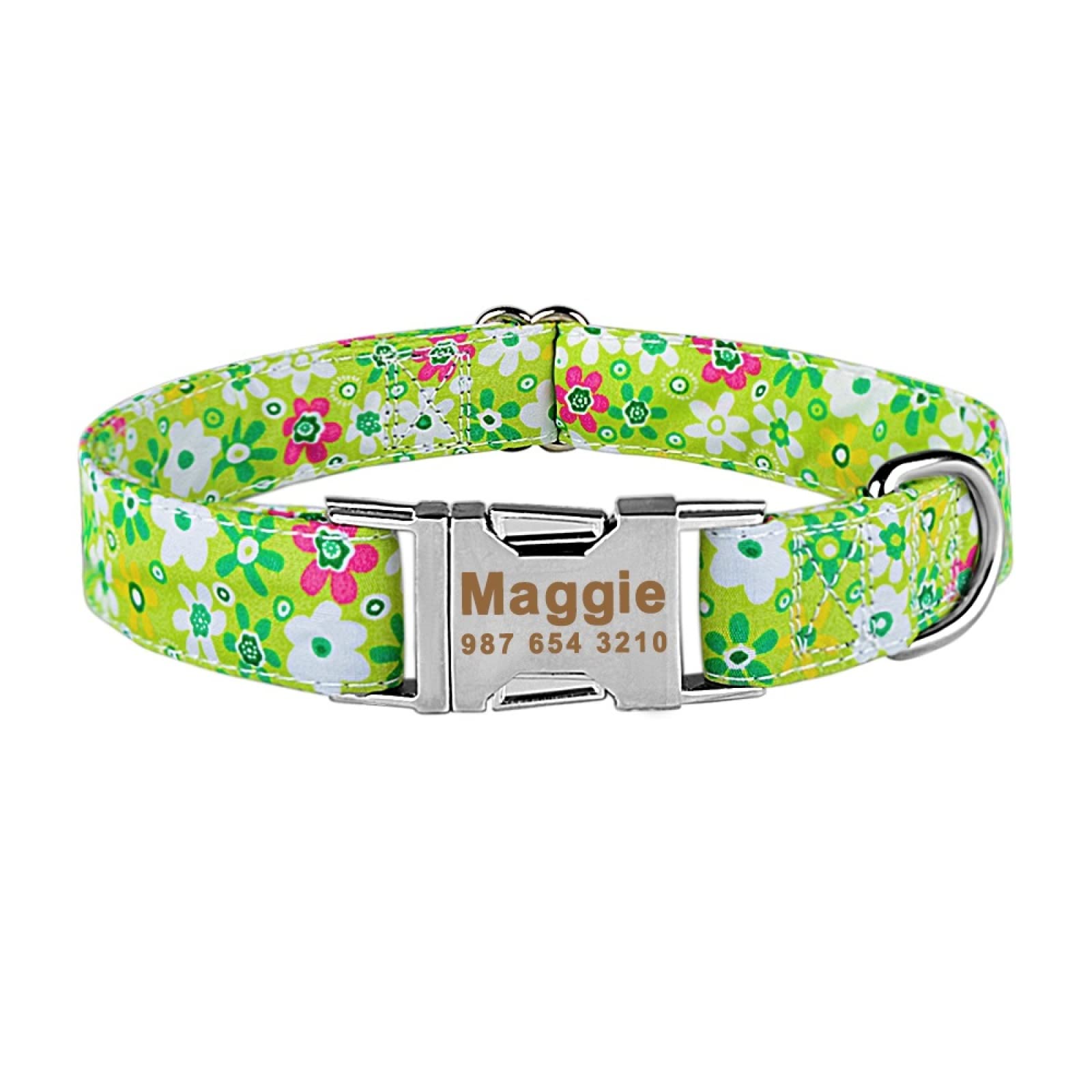 Collier de chien en nylon réglable orange et vert en tailles S à L