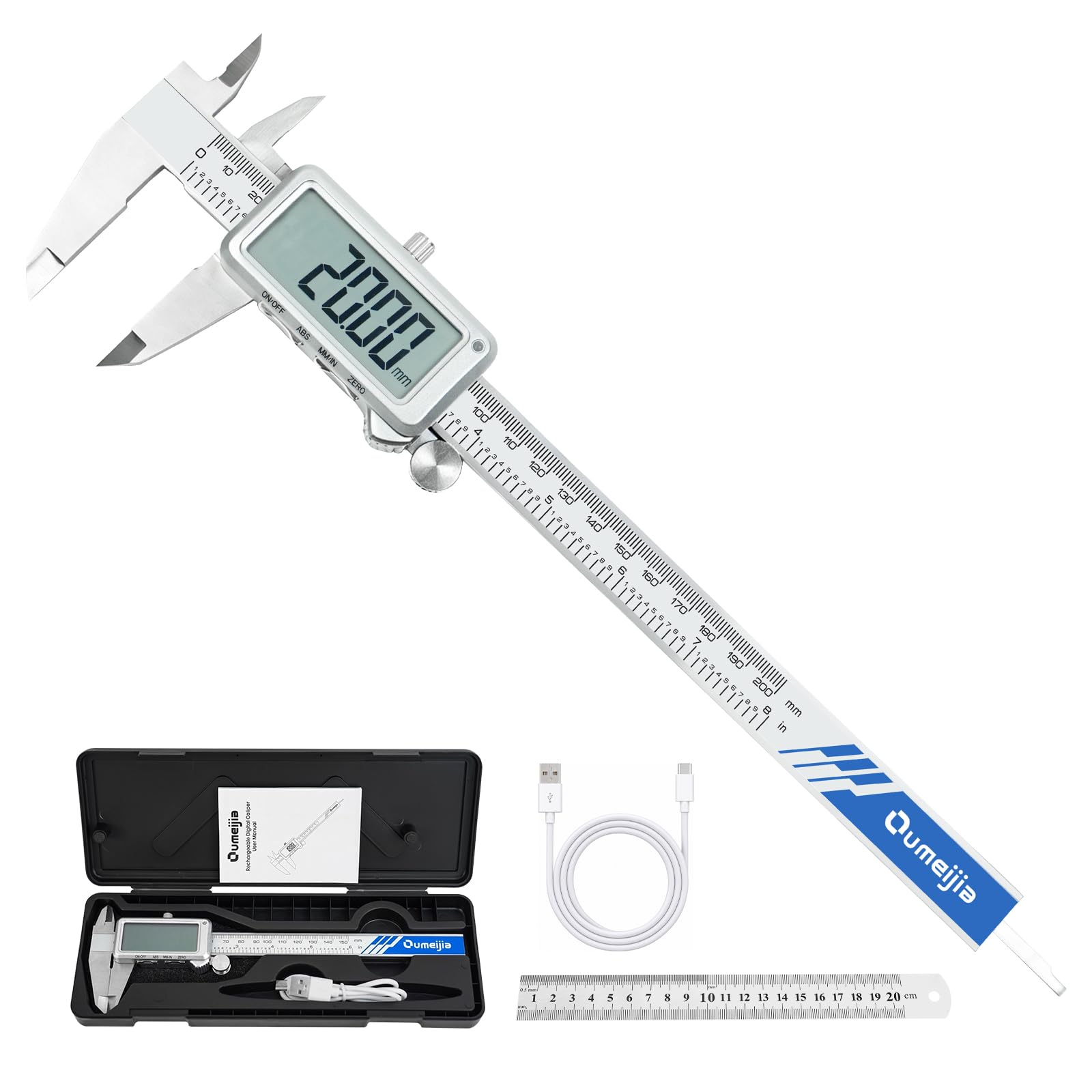 Digital Caliper 0-8 Inch - USB Rechargeable -1