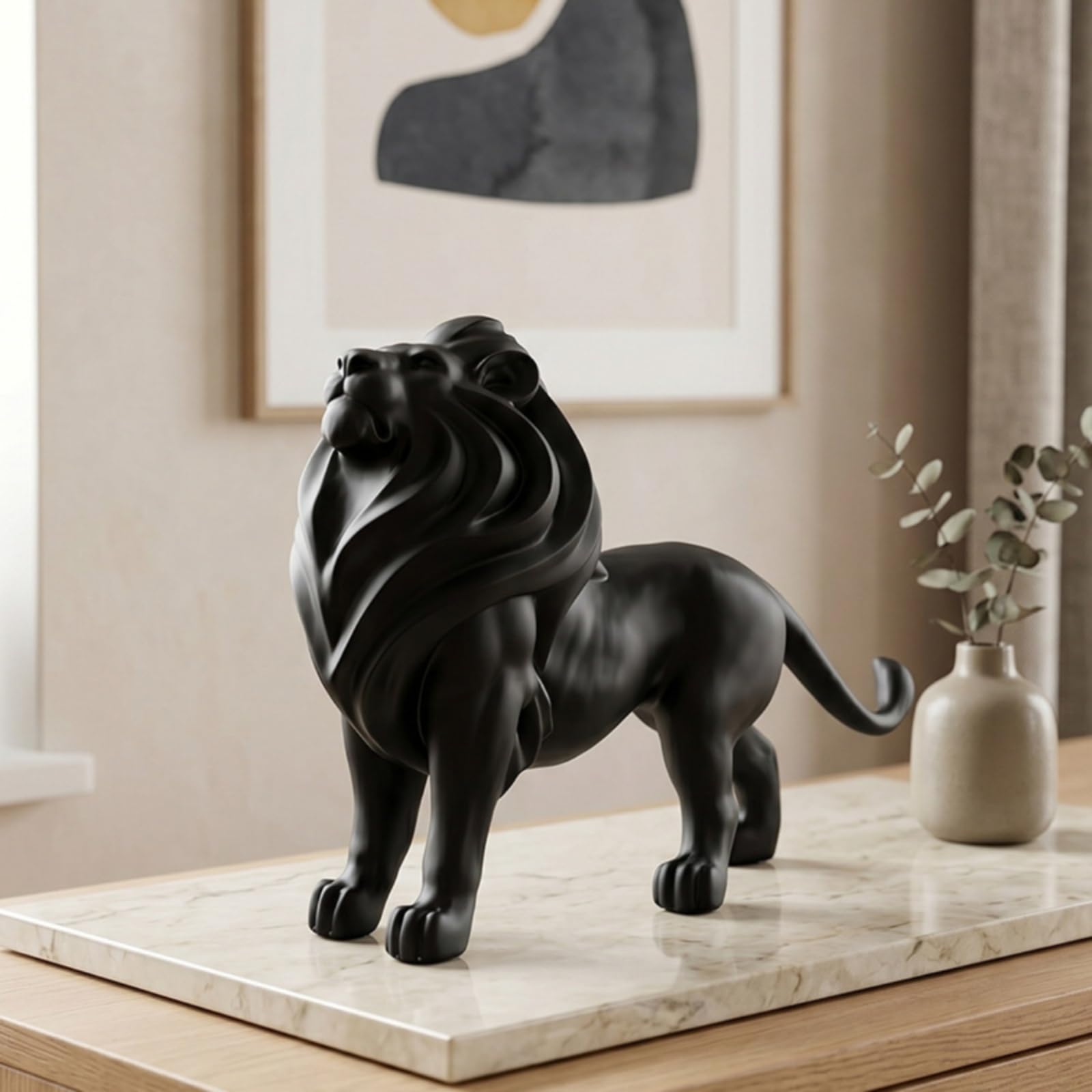 Escultura León Mate Figura León Artística coración para Oficina, Recibidor