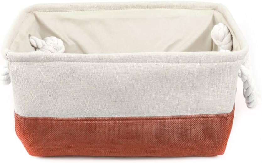 uxcell Collapsible Fabric Storage Basket Bins with Dual Handles, Foldable Toy Bins for Laundry Clothes Storage, Home Organizer for Bedroom Office Closet Shelves Orange+White Large