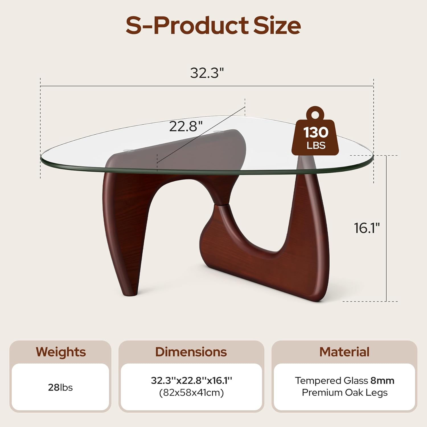 Modern Triangle Glass Coffee Table, Mid Century Coffee Table for Living Room Bedroom Reception Office Tables