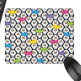Gaming Mouse Pad Meerestiere Pinguine tragen farbige Partyhüte Kronen Reihen von starren Pinguinen Südpol Wasserdicht und glatt mehrfarbig