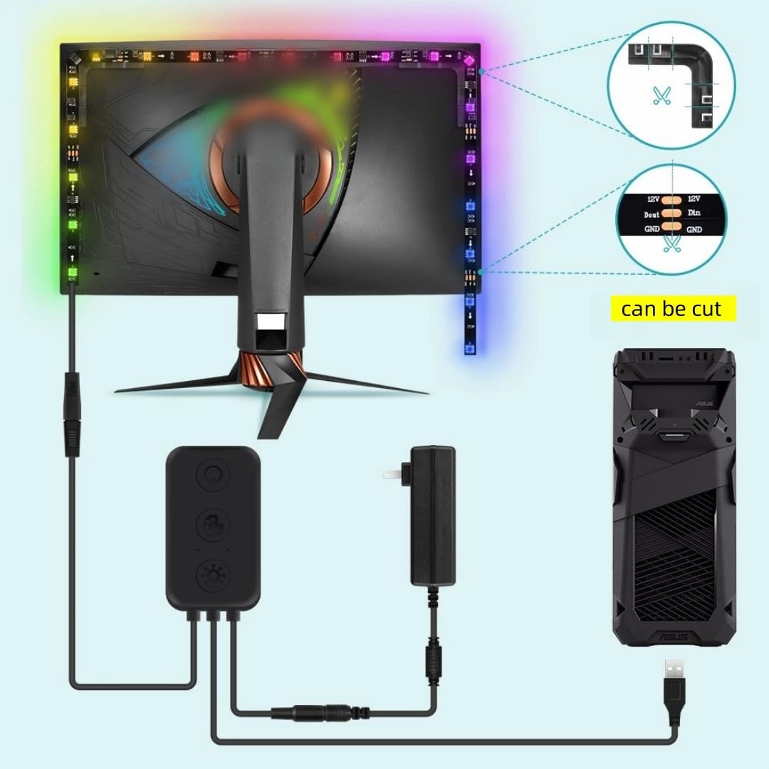 Tira de luz led para TV Inteligente RGB Streaming de Color con la sincronización de la Pantalla Cambio de luz de Fondo luz Ambiental TV Tira de luz LED Tira de luz(40-49 Inch Screen)