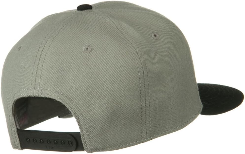 Wool Blend Flat Visor Pro Style Snapback Cap - Black Grey