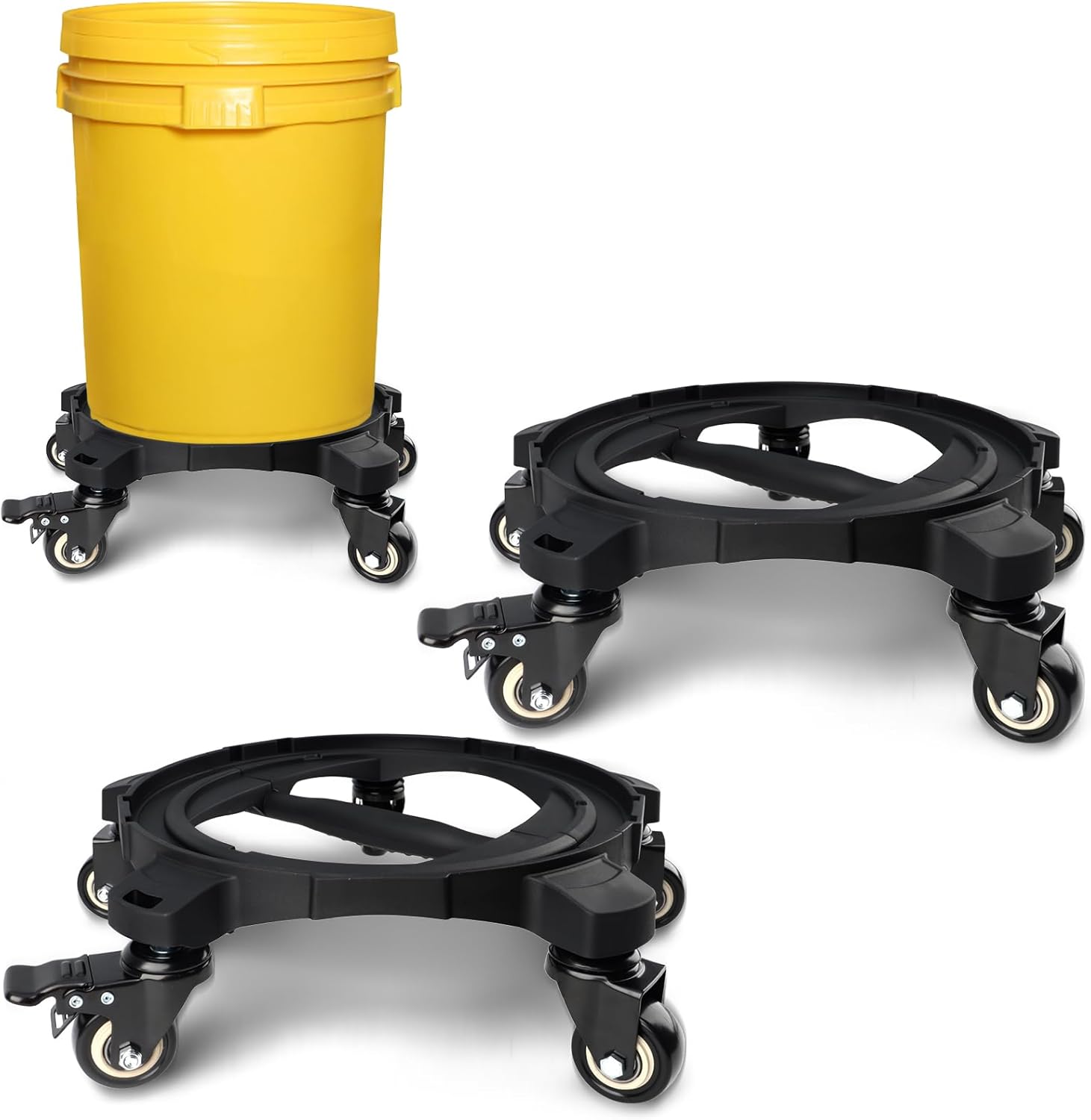 2-Pack Foldable 5 Gallon Bucket Dolly with 360° Wheels,Collapsible Rolling Car Wash Bucket Organizer for Detailing, Easy Storage & Portable Design