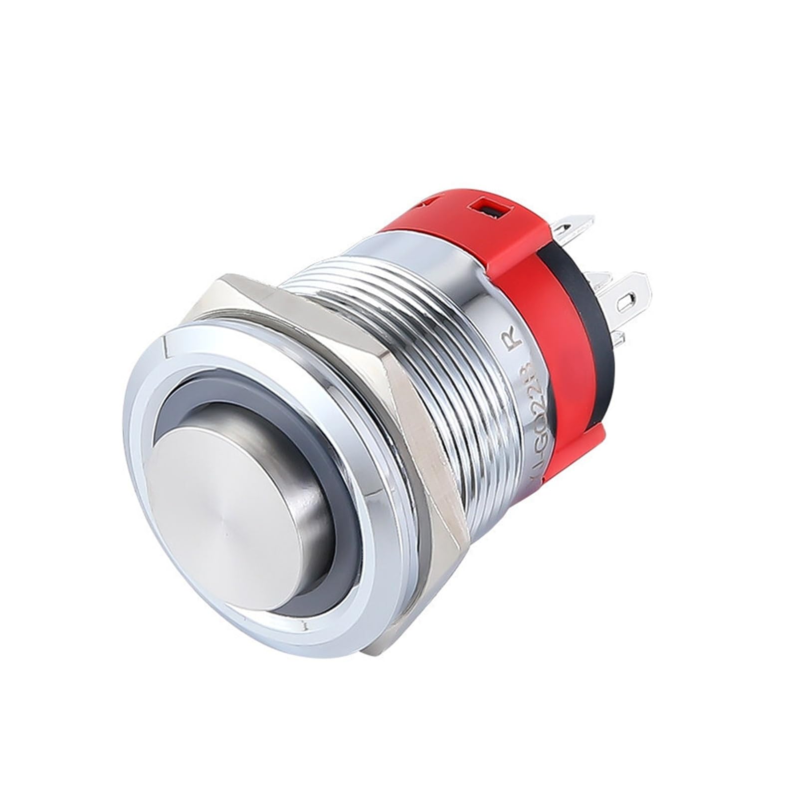 Pulsador metálico autoblocante cabeza alta cromado cobre 22mm(Red,220V)
