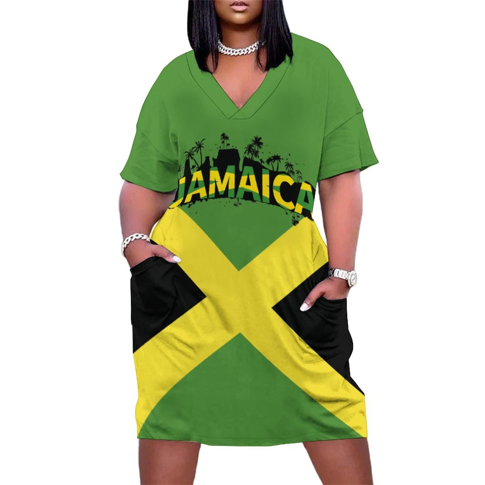 Amazon.com: TAIZIYEAH Jamaican Flag Loose Pocket Dress for Womens Summer  Top 2XL : Clothing, Shoes & Jewelry