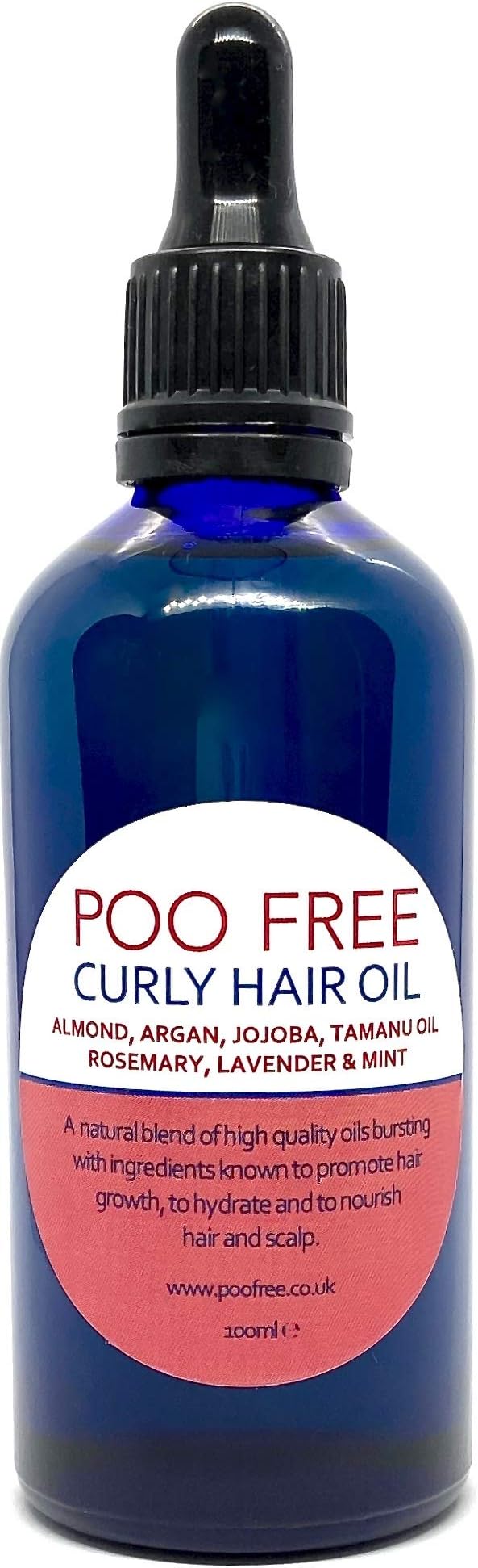 Hair Growth Oil - 100% Natural for Curly Hair - Castor, Jojoba, Argan, Tamanu, Rosemary, Lavender, Mint - Stimulates Hair Growth, Repairs, Nourishes Dry Scalp and Damaged Hair - 100ml