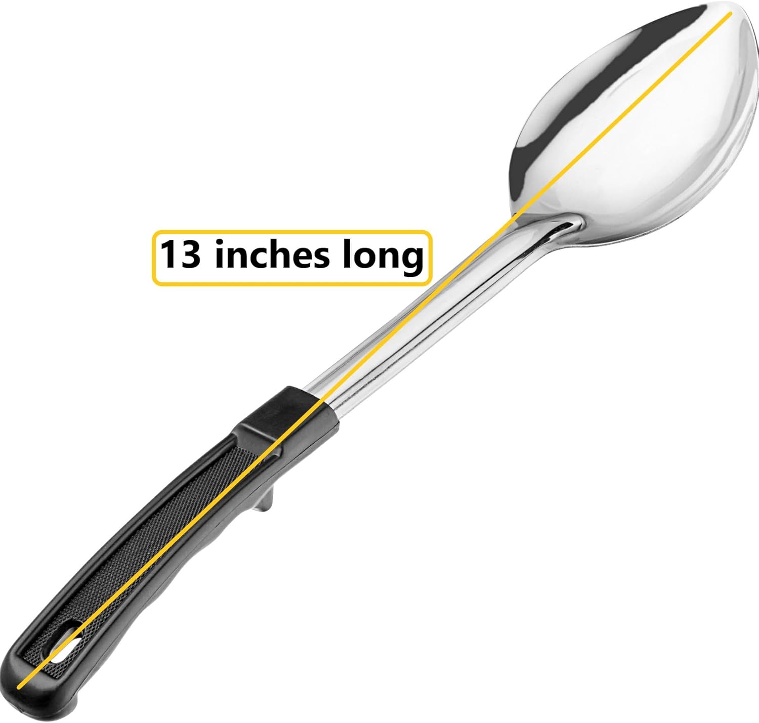 13" Stainless Steel Serving Spoons – (Pack of 12) | Commercial Kitchen Utensils | Restaurant Quality Chef Basting Spoon with Heat-Resistant Coated Handle (12)