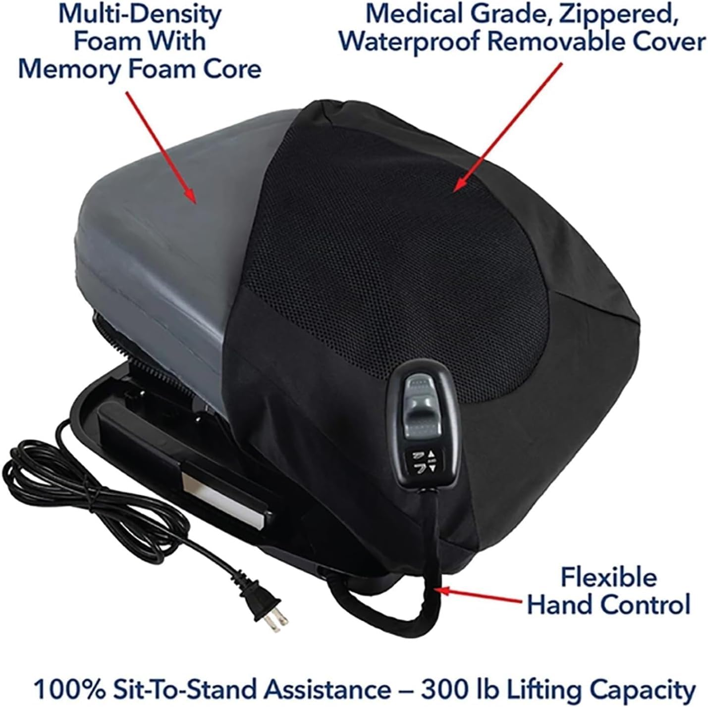 Lift Assist Per Anziani, Cuscino Di Sollevamento Portatile Ausilio Per La Mobilità Del Sedile Cuscino Elettrico Di Sollevamento Facile Per Assistenza Alla Mobilità, Supporto Fino a 300 Libbre